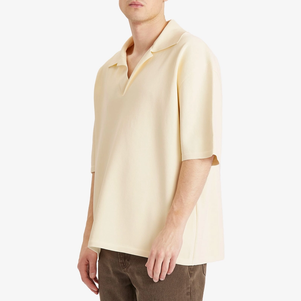 AMI Paris Men's Short Sleeve Polo White Cream